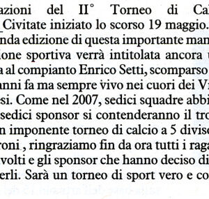 Torneo di Calcio Memorial “Enrico Setti”